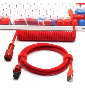 Paracord and PET Double Sleeved Mechanical Keyboard Coiled Type C Mini Micro USB Cable With GX16 Aviator